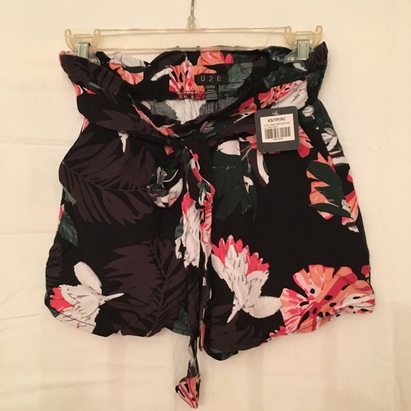 Adorable tropical paperbag colorful shorts. Size XS. New - Picture 2 of 7